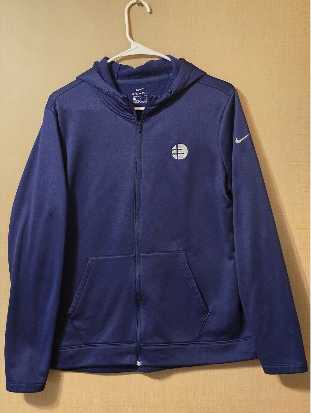 Nike Dri-FIT Full Zip Fleece Hoodie Navy Blue Womens Size Large